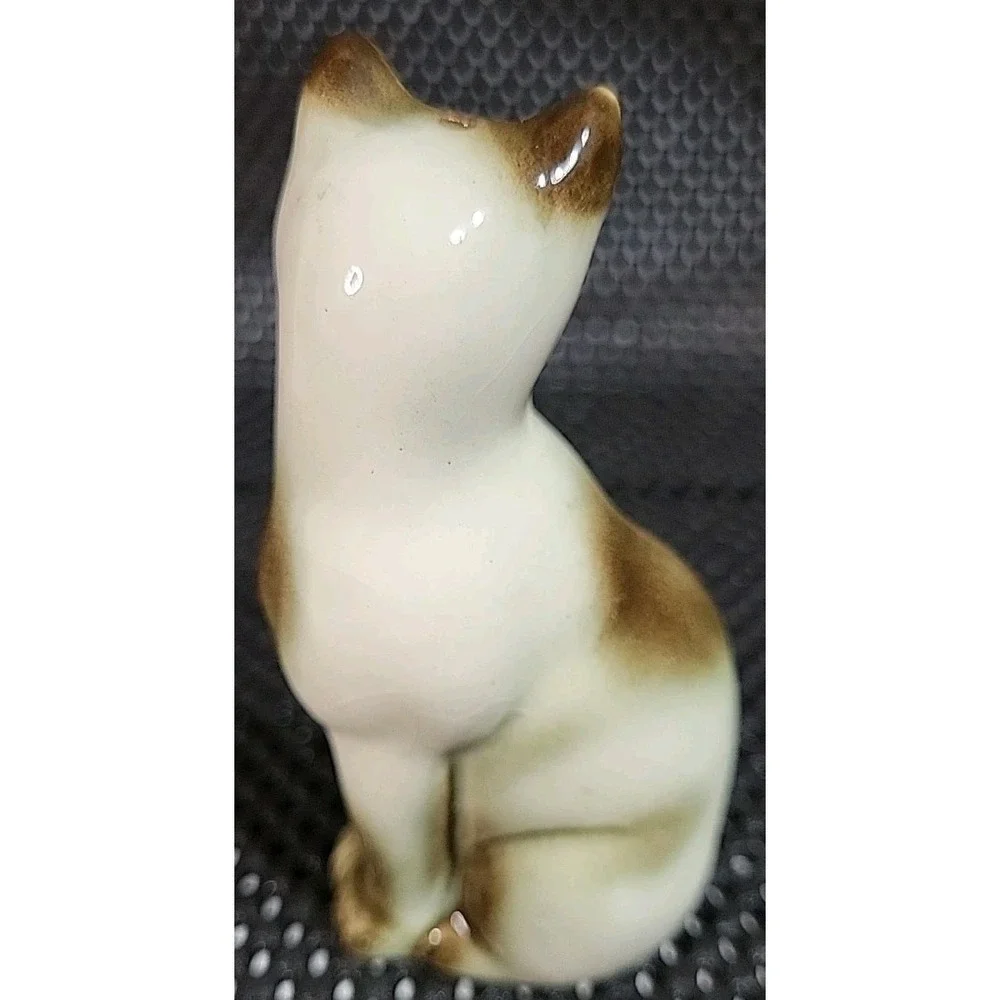 Vtg MCM Ceramic Siamese Cats Salt Pepper Figurines Turquoise Color Eyes Japan
